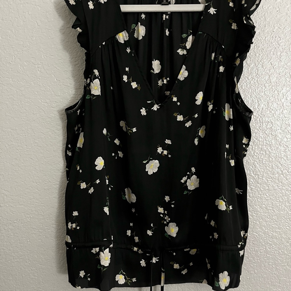 Banana Republic Black Floral V-Neck Camisole